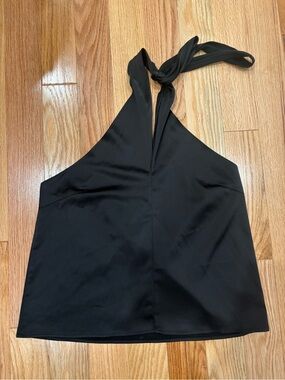 Nasty Gal Black Halter Tie Neck Top